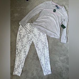 Laura Ashley Matching Soft & Cozy Pajama Set in Light Grey